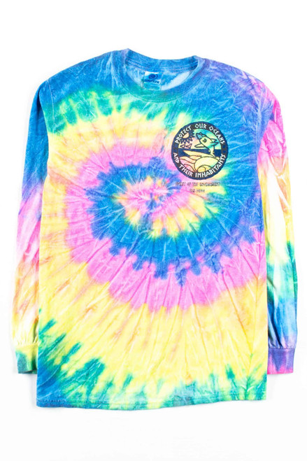 Protect Our Oceans Long Sleeve Tie Dye T-Shirt