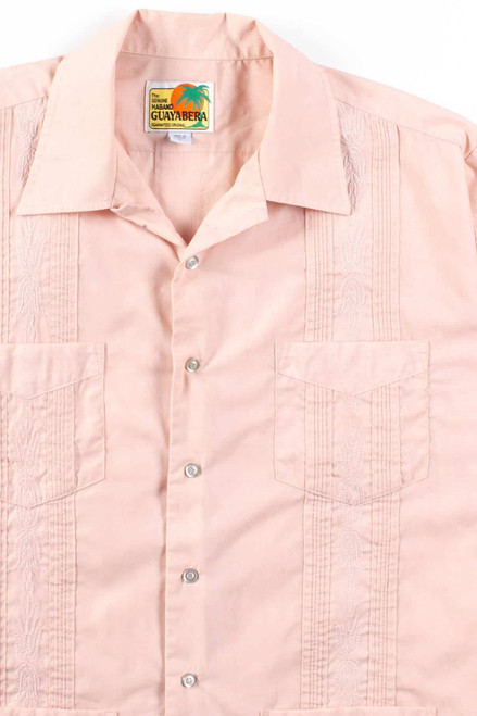 Pink Guayabera Button Up Shirt