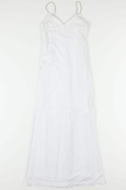 White Gitter Dotted Prom Dress