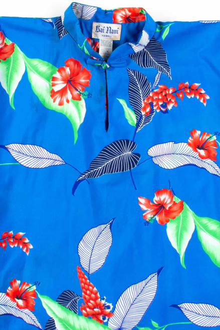 Blue Hawaiian Poncho Blouse