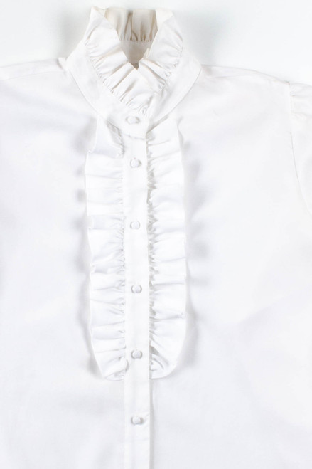 White Ruffled Button Up Shirt