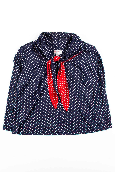 Navy & Red Dotted Blouse