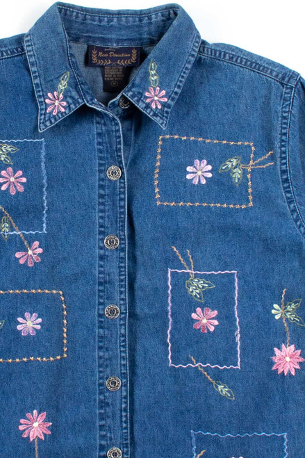 Floral Denim Button Up Shirt