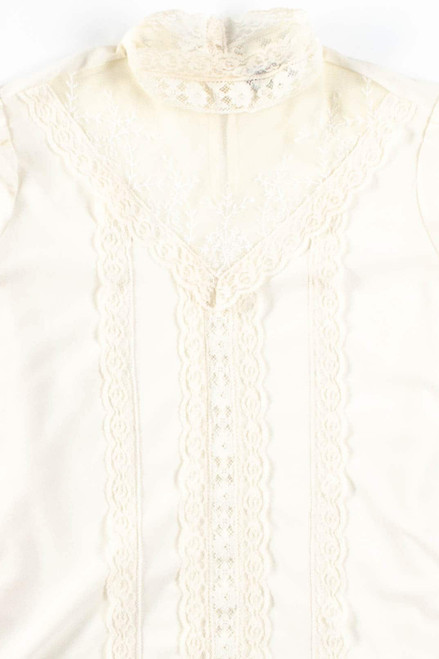 White Lace Panel Blouse