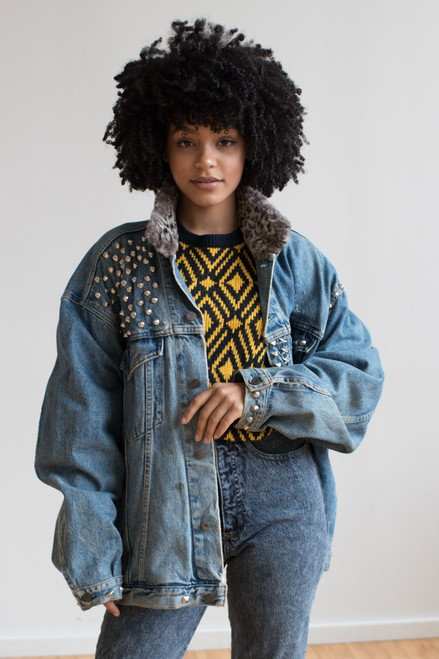 Vintage Studded Punk Denim Jacket