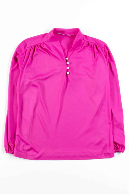 Fuschia Button Collar Blouse