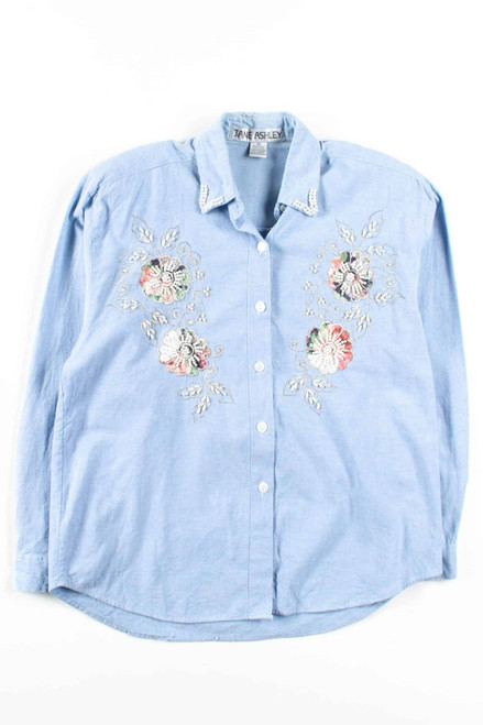 Beaded Floral Button Up Shirt