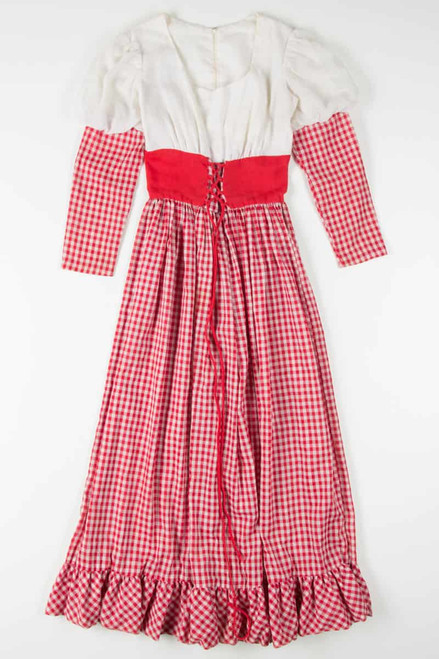 Red Gingham Peasant Dress