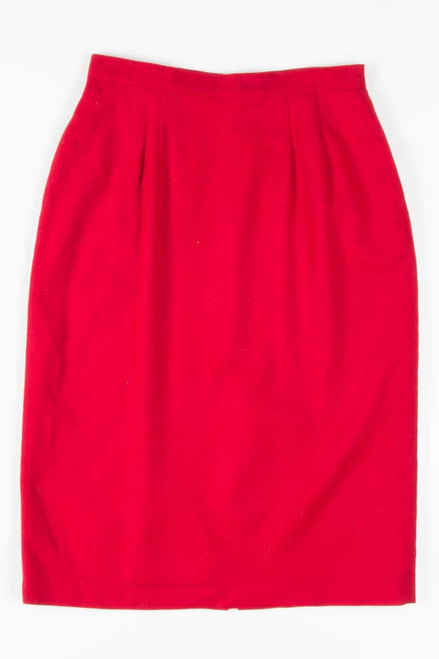 Red Wool Pencil Skirt