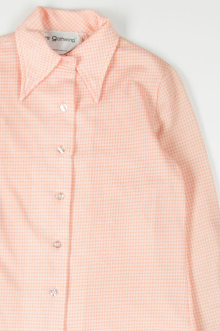 Peach Houndstooth Button Up Shirt