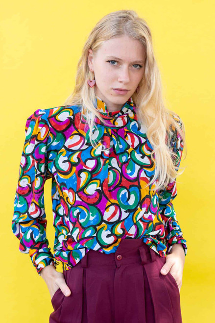 Multicolor Abstract Vintage Blouse