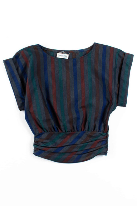 Dark Multicolor Pleated Waist Blouse