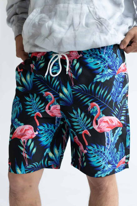Black Flamingo Palm Swim Shorts