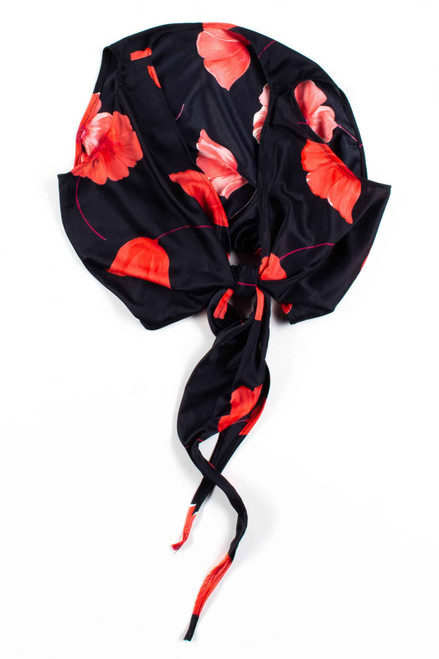 Black Floral Tie Front Crop Top