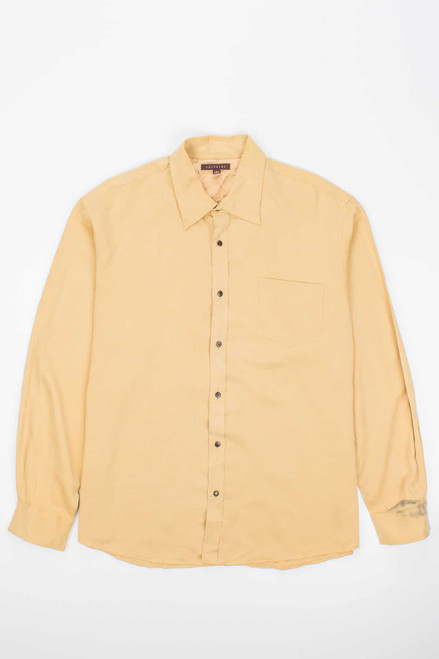 Vintage Mustard Silk Long Sleeve Button Up