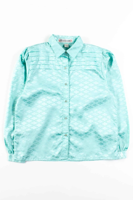 Teal Pleated Geometric Blouse