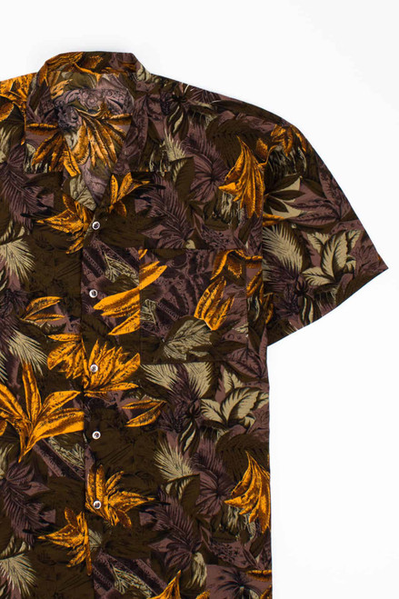 Mauve Palm Print Pocketed Hawaiian Shirt