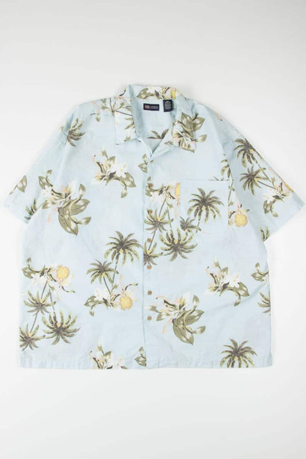 Pastel Blue Floral Hawaiian Shirt