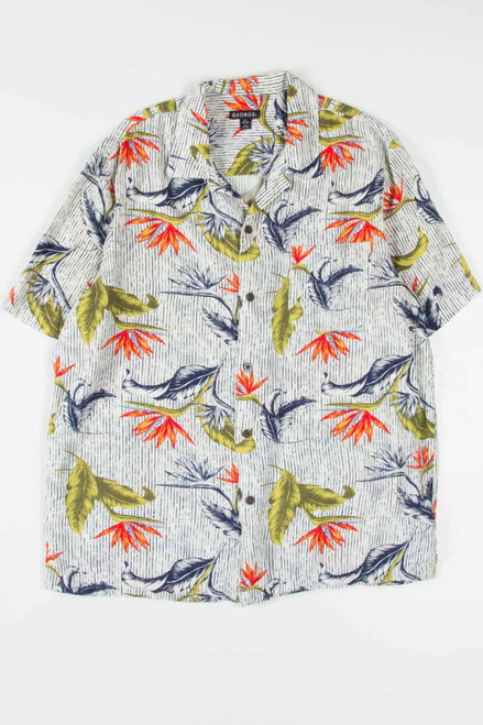 Birds of Paradise Striped Hawaiian Shirt