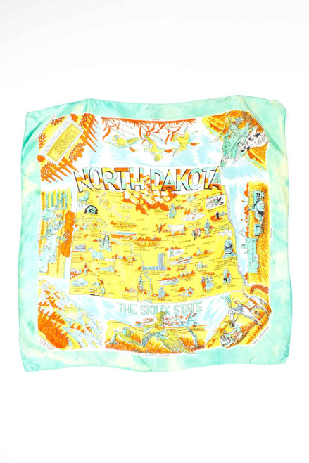 North Dakota Illustrated Map Vintage Scarf