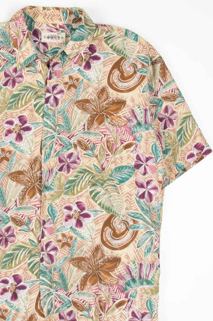 Abstract Tribal Floral Hawaiian Shirt