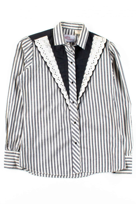 Striped Lace Button Up Shirt