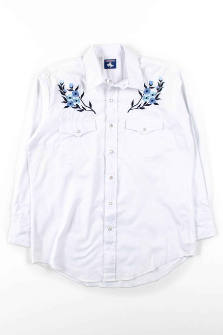 White Floral Western Button Up Shirt