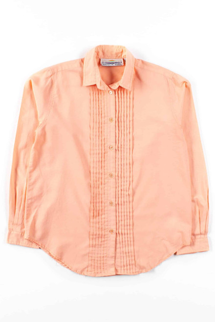 Pink Pleated Button Up Blouse