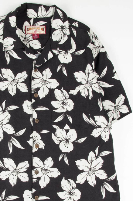 Black & White Floral Hawaiian Shirt