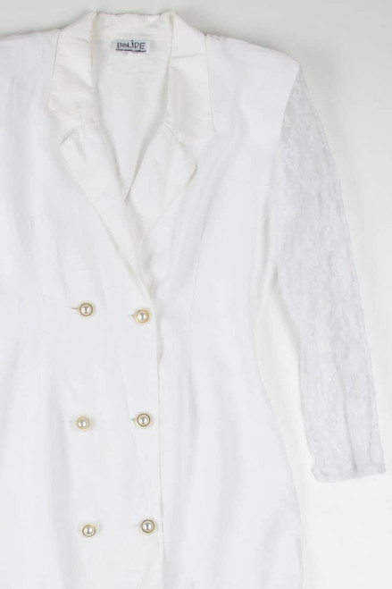 90s White Suit Coat Dress