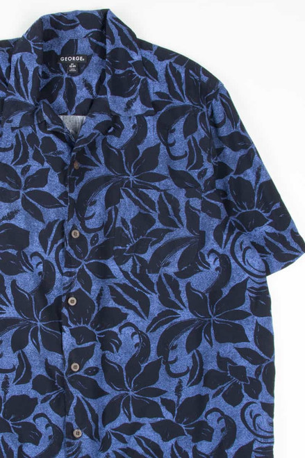 Black & Blue Floral Hawaiian Shirt