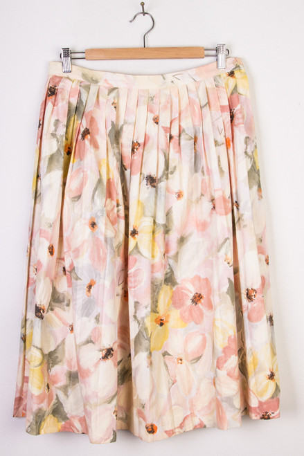 Pastel Floral Mid-Length Skirt