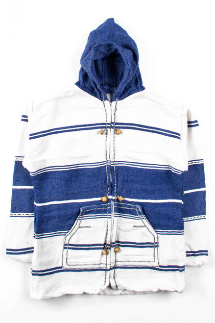 Blue Striped Zip Up Baja Hoodie