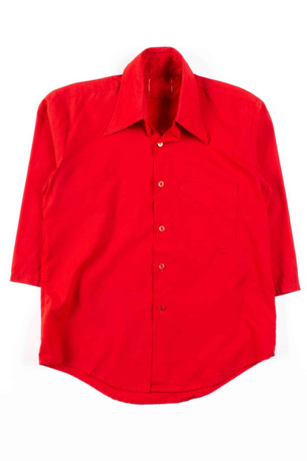 Red 3/4 Sleeve Button Up Shirt