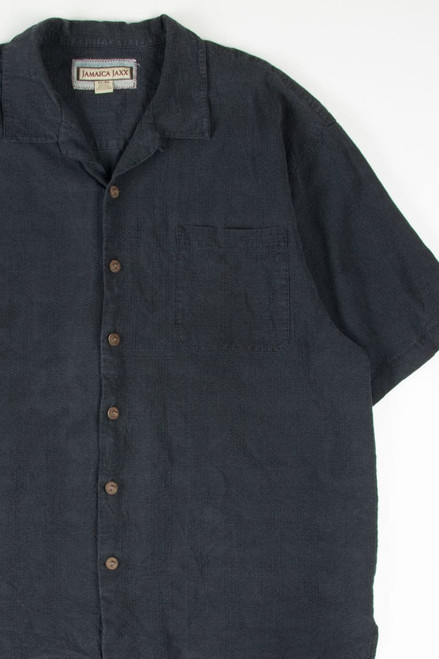 Black Textured Hawaiian Shirt