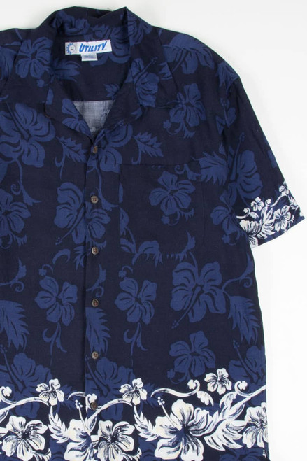 Blue Hibiscus Edge Hawaiian Shirt