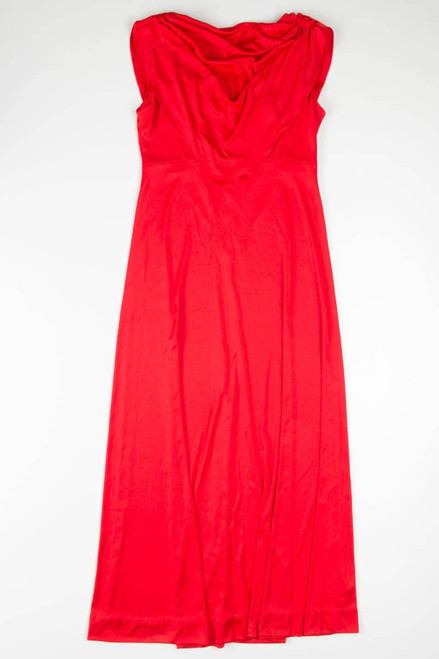 Red Drape Front Evening Dress