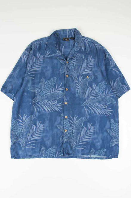 Blue Two Toned Ferns Hawaiian Shirt