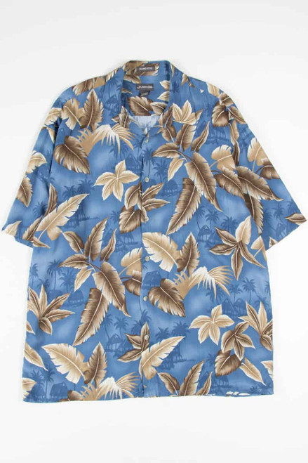 Blue Village & Leaves Hawaiian Shirt