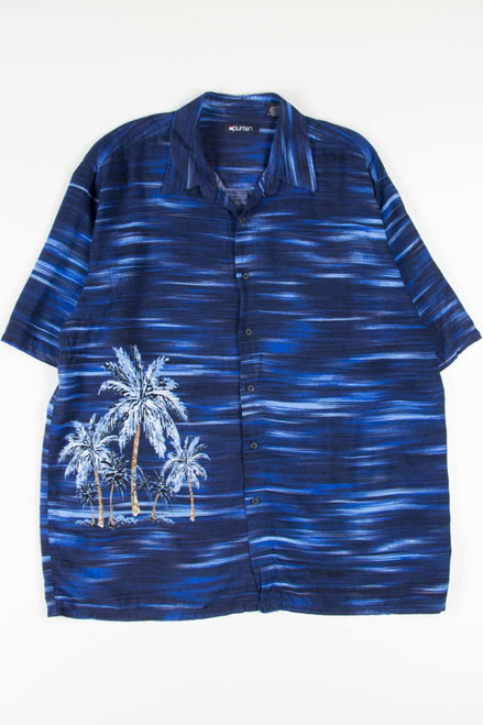 Blue Waves Palm Trees Hawaiian Shirt