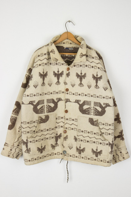 Aztec Bird Print Wool Jacket