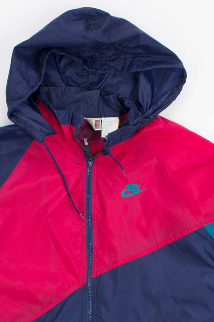 Burgundy and Navy Vintage Nike Windbreaker