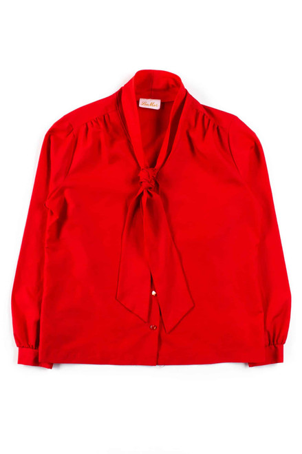 Red Tie Neck Blouse