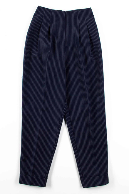 Navy Striped Pleated Vintage Pants (sz. 7)