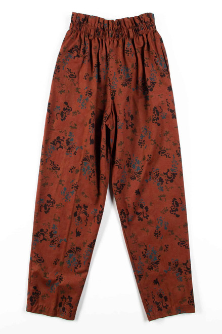 Brown Floral Paperbag Vintage Pants (sz. 7)