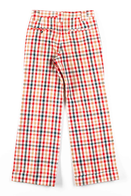 Red Plaid Flared Vintage Pants