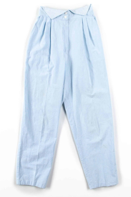 Light Blue Pleated Vintage Pants w/ Stripe Detail