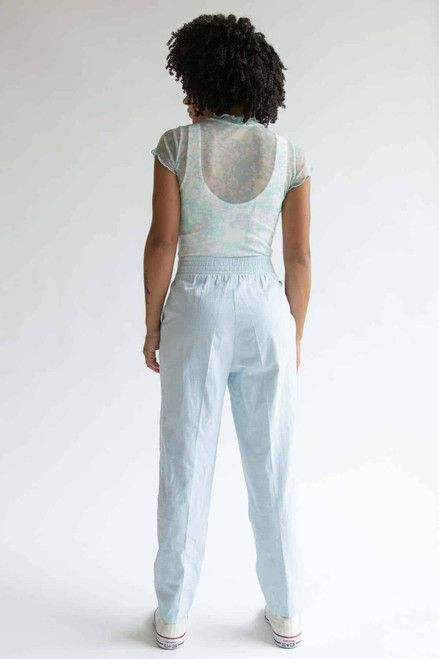 Light Blue Pleated Vintage Pants w/ Stripe Detail