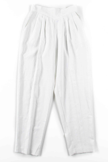 White Pleated Back Button Vintage Pants (sz. 9/10)