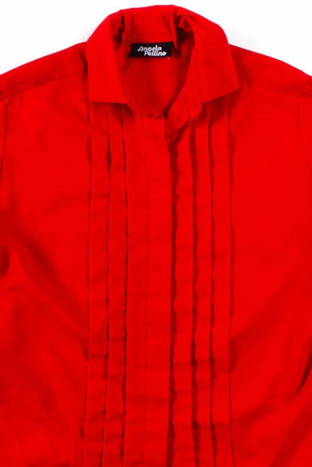 Red Pleated Blouse